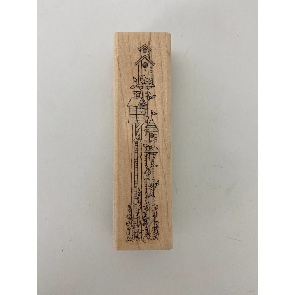 Vintage stamp for scrapbooking, card making, and crafts - Birdhouses Spring